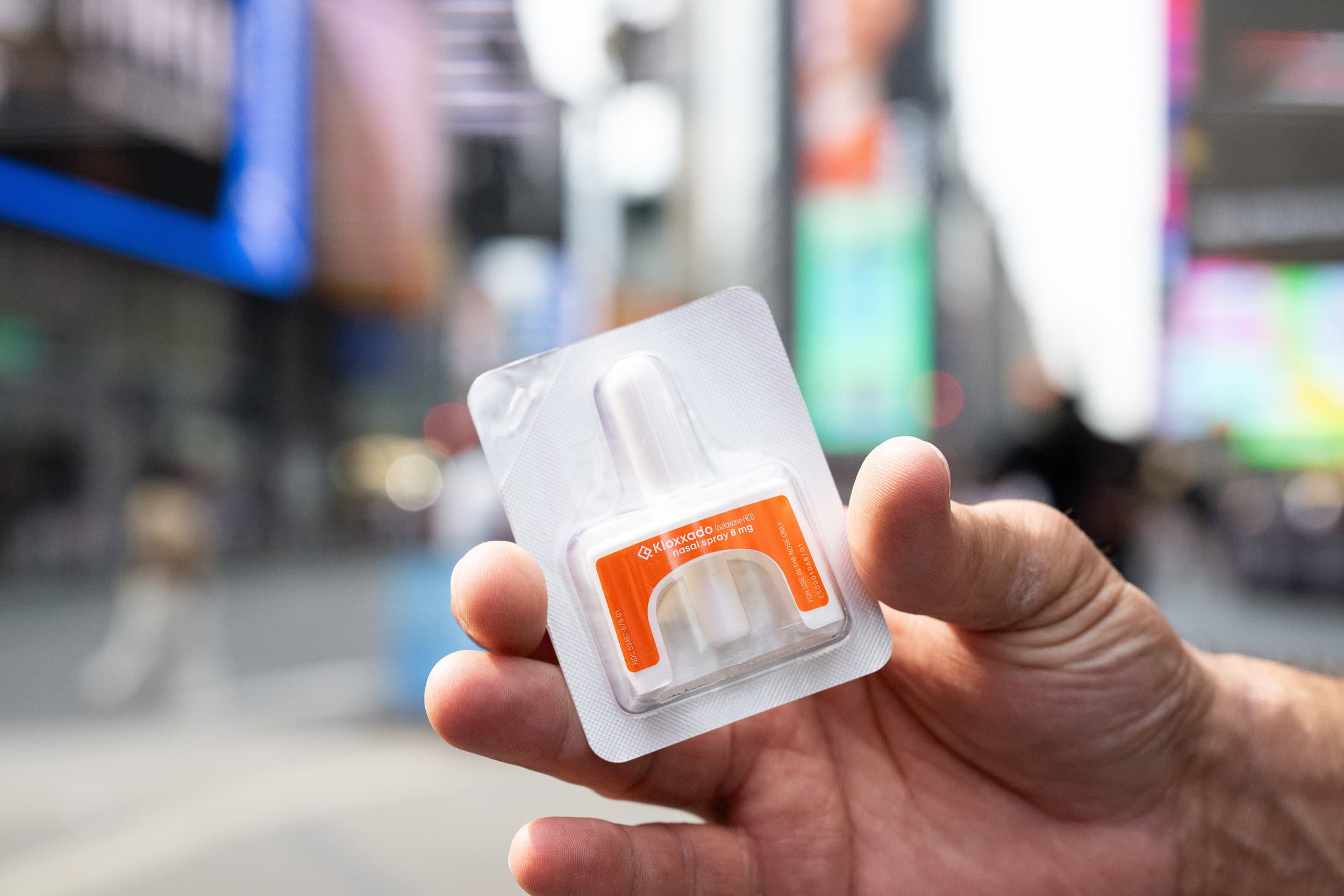 Narcan displayed at pharmacy counter - easily accessible for emergency use